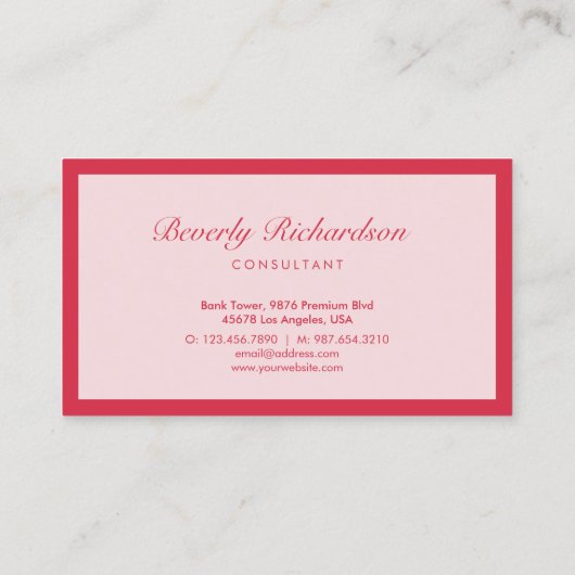 Moderne luxe, minimale professionele roze visitekaartje (Achterkant)