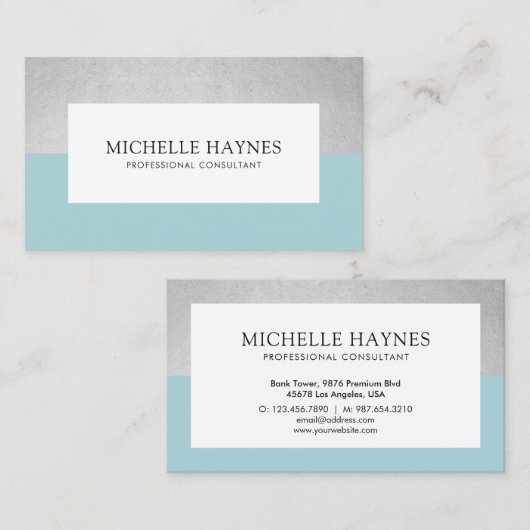Moderne, luxe minimalistische professionele blauw visitekaartje (Voorkant / Achterkant)