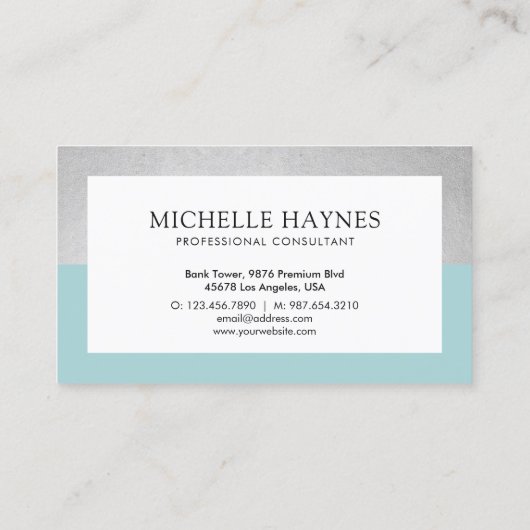 Moderne, luxe minimalistische professionele blauw visitekaartje (Achterkant)
