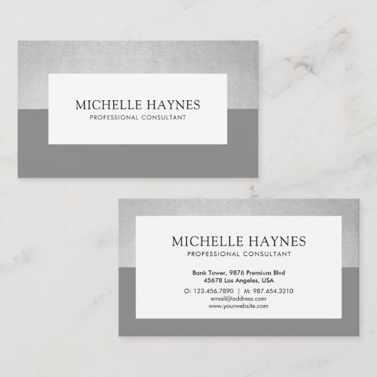 Moderne, luxe minimalistische professionele grijs visitekaartje (Voorkant / Achterkant)