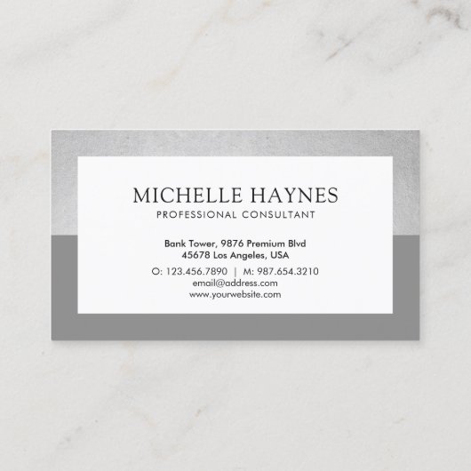 Moderne, luxe minimalistische professionele grijs visitekaartje (Achterkant)