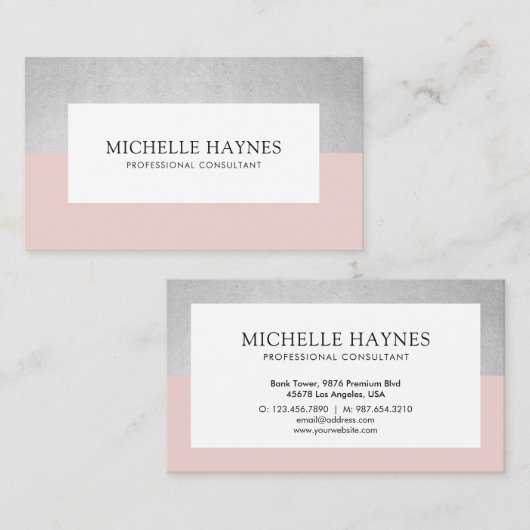 Moderne, luxe minimalistische professionele roze visitekaartje (Voorkant / Achterkant)