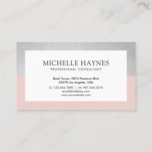 Moderne, luxe minimalistische professionele roze visitekaartje (Achterkant)