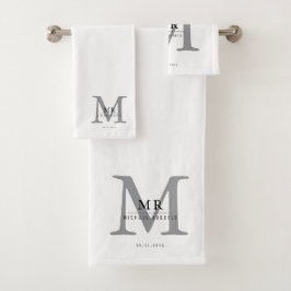 Moderne luxe monogram kleur match bad handdoek