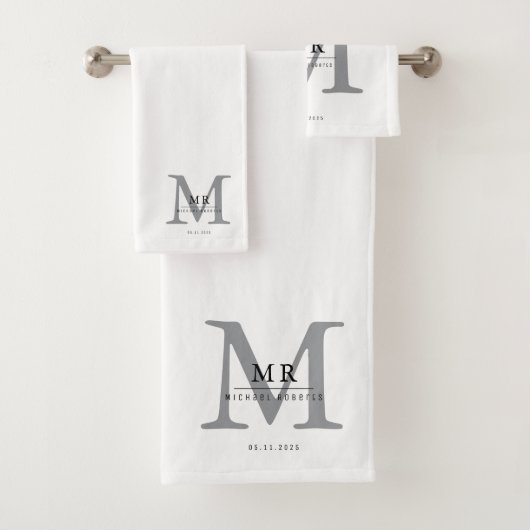 Moderne luxe monogram kleur match bad handdoek (Insitu)