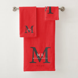 Moderne luxe monogram kleurmatch bad handdoek