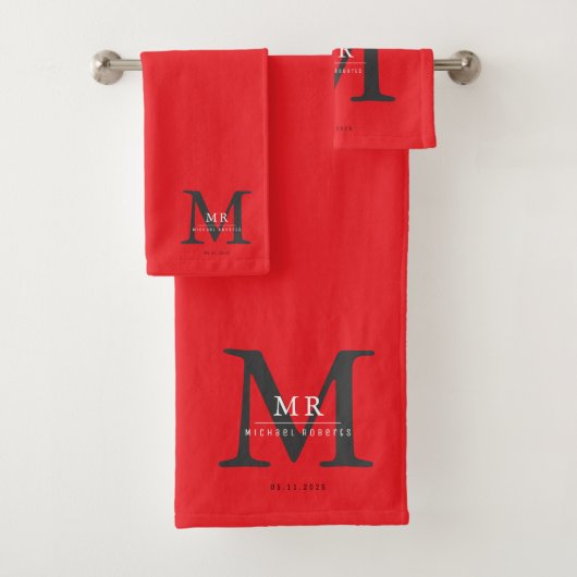 Moderne luxe monogram kleurmatch bad handdoek (Insitu)