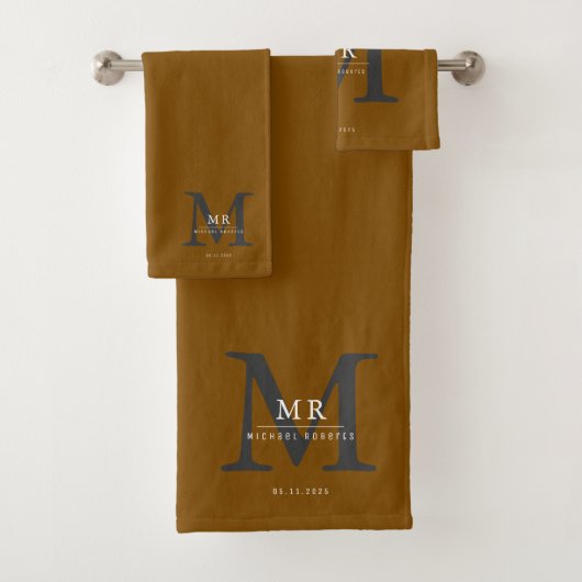 Moderne luxe monogram kleurmatch bad handdoek (Insitu)