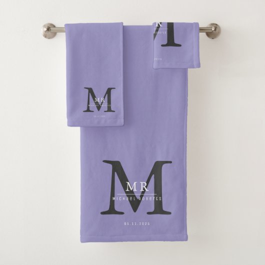 Moderne luxe monogram kleurmatch bad handdoek (Insitu)