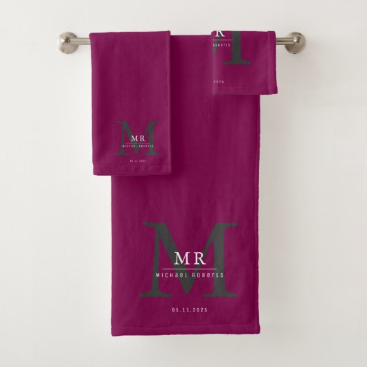 Moderne luxe monogram kleurmatch bad handdoek (Insitu)