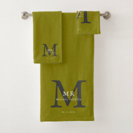 Moderne luxe monogram kleurmatch bad handdoek