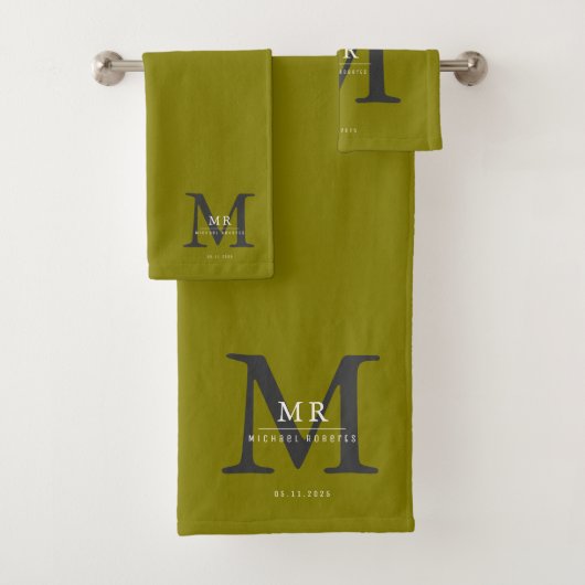 Moderne luxe monogram kleurmatch bad handdoek (Insitu)