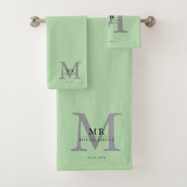 Moderne luxe monogram kleurmatch bad handdoek