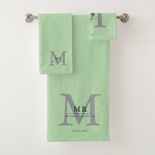 Moderne luxe monogram kleurmatch bad handdoek (Insitu)