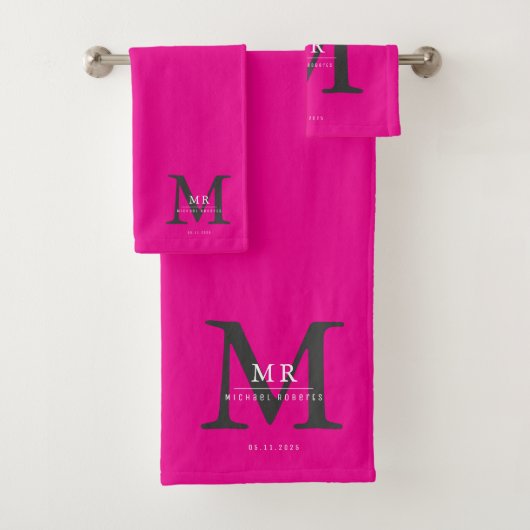 Moderne luxe monogram kleurmatch bad handdoek (Insitu)