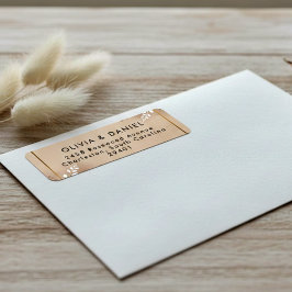 Moderne Luxe Neutrale Aardtinten & Gouden Loofwerk Etiket