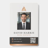Moderne Luxe Onroerend Goed Minimale Makelaar Werk Badge (Voorzijde)