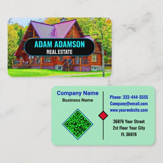 Moderne luxe onroerend goed (QR-code) Huis Realtor Visitekaartje (Voorkant / Achterkant)