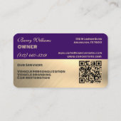 Moderne Luxe Paarse & Gouden gegraveerde-stijl Aut Visitekaartje (Achterkant)