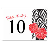 Moderne luxe rode anjer bruiloft tafel nummers kaart (Voorkant)