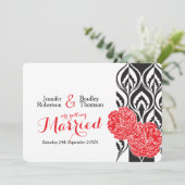 Moderne luxe rode anjer bruiloft uitnodigingen (Staand voorkant)