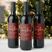 Moderne Luxe Rode Bourgondische Kerst Wijn Etiket