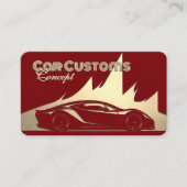 Moderne Luxe Rood en Goud gegraveerd-stijl Auto Visitekaartje (Voorkant)