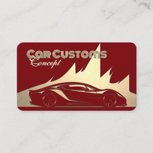 Moderne Luxe Rood en Goud gegraveerd-stijl Auto Visitekaartje (Voorkant)