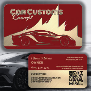 Moderne Luxe Rood en Goud gegraveerde-stijl Auto Visitekaartje