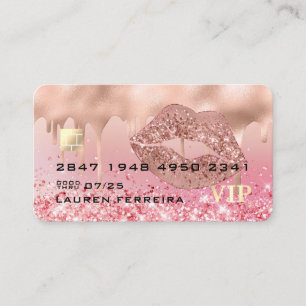 Moderne Luxe Roos Gold Lips Faux Debit Card Visitekaartje