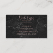 moderne luxe roos goudkleurige zwarte marmer visitekaartje (Achterkant)