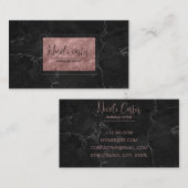 moderne luxe roos goudkleurige zwarte marmer visitekaartje (Voorkant / Achterkant)