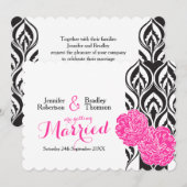 Moderne luxe roze anjer bruiloft uitnodigingen (Voorkant / Achterkant)