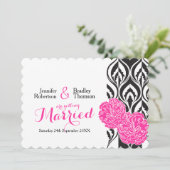 Moderne luxe roze anjer bruiloft uitnodigingen (Staand voorkant)