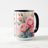 Moderne luxe roze rozen mooie collectie mok (Voorkant rechts)