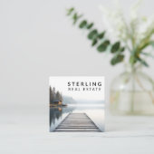 Moderne luxe rustige Lakefront onroerend goed Vierkante Visitekaartje (Staand voorkant)