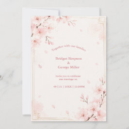 Moderne Luxe Sakura Bruiloft Bloesem Kaart