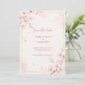 Moderne Luxe Sakura Bruiloftsbloesem Kaart (Staand voorkant)