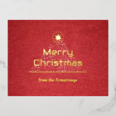 Moderne Luxe Script Prettig Kerstfeest Bordeaux Folie Feestdagen Briefkaart (Voorkant)