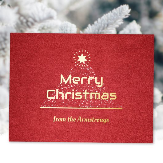 Moderne Luxe Script Prettig Kerstfeest Bordeaux Folie Feestdagen Briefkaart