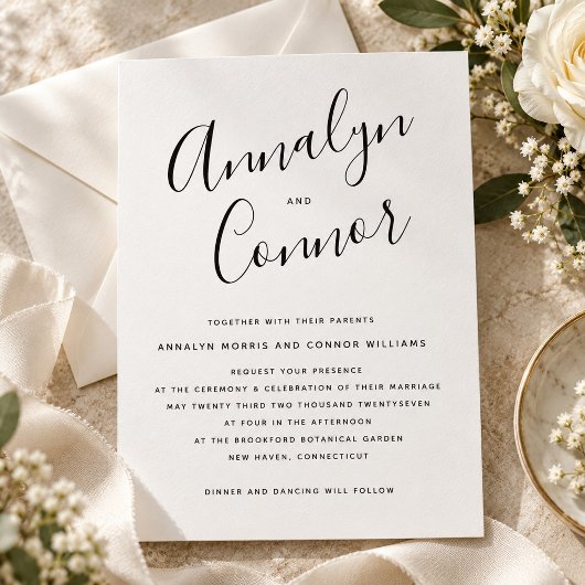 Moderne Luxe Script | Stijlvolle Minimaal Bruiloft Kaart