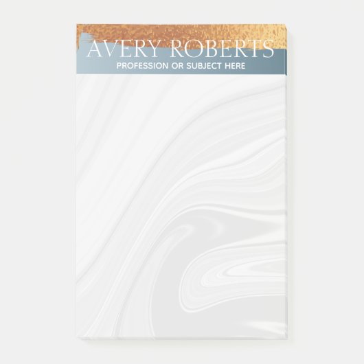 Moderne luxe stalen blauwe goudstreep post-it® notes (Voorkant)