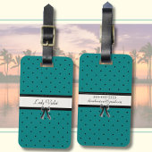 Moderne Luxe Teal Monogram Zomer Reisaccessoires Bagagelabel