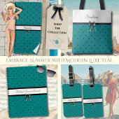 Moderne Luxe Teal Monogram Zomer Reisaccessoires Bagagelabel
