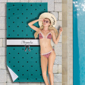 Moderne Luxe Turquoise Monogram Zomer Strandlaken