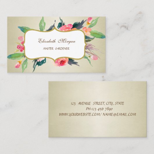 Moderne luxe verfijnde Waterverf bloemen Visitekaartje (Voorkant / Achterkant)
