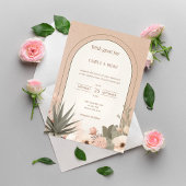 Moderne luxe woestijnbloemen bruiloft kaart