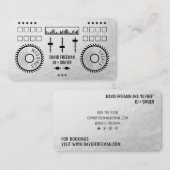 Moderne luxe zilveren folie zwarte dj muziek draai visitekaartje (Voorkant / Achterkant)