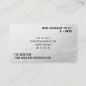 Moderne luxe zilveren folie zwarte dj muziek draai visitekaartje (Achterkant)