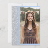 Moderne luxe zilveren glitter ijsblauw zoet 16 kaart (Achterkant)